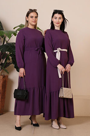 Yazlik Kadin Buyuk Beden Elbise Pileli Kadin Tesettur Elbise Ayrobin Kumas