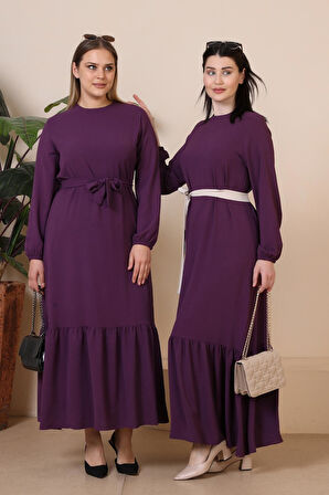 Yazlik Kadin Buyuk Beden Elbise Pileli Kadin Tesettur Elbise Ayrobin Kumas