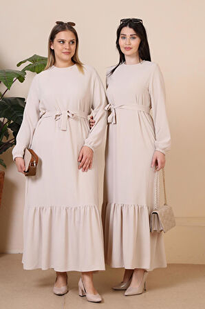 Yazlik Kadin Buyuk Beden Elbise Pileli Kadin Tesettur Elbise Ayrobin Kumas