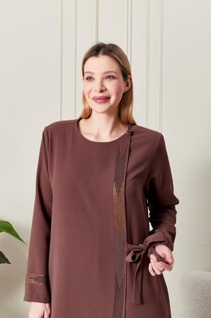 Kadın Büyük Beden Etamin Abaya Ferace 