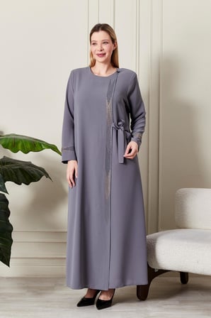 Kadın Büyük Beden Etamin Abaya Ferace 