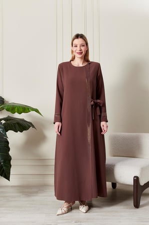 Kadın Büyük Beden Etamin Abaya Ferace 