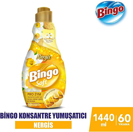 Bingo Soft Konsantre Çamaşır Yumuşatıcısı Lovely ve Nergis 1440 ml X 2 li Set