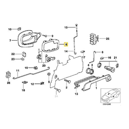 BMW E36 ve Z3 SOL KAPI İÇTEN AÇMA ÇERÇEVESİ 51228219023