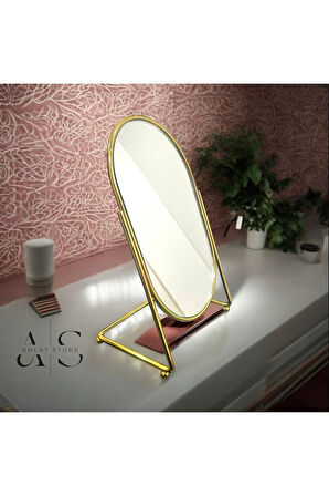 Gold Büyük Boy Makyaj Aynası Metal Masa Aynası 28 cm