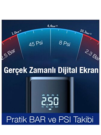 mefa ös ALLY ST-9620A Dijital Led Işıklı Taşınabilir Kablolu Araç Lastik Hava Şişirme Pompası