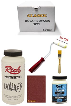 Rich Multi Decor Chalked Antik Beyaz 500 Ml Dolap Boyama Seti Mobilya Boyama Seti Mat