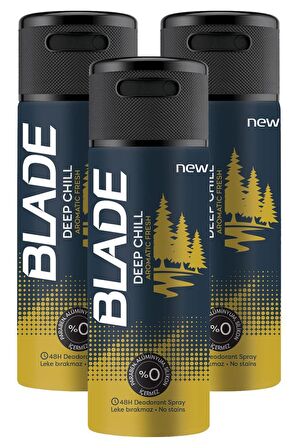 Blade Deep Pudrasız Leke Yapmayan Erkek Sprey Deodorant 150 ml x 3