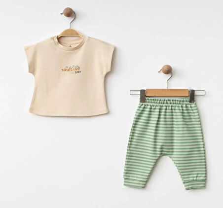 Eslenza Baby Organik 3'lü Çizgi Takım 0046 Yeşil