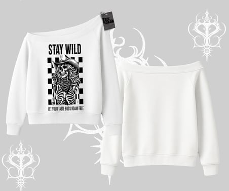 Kayık Yaka Sweatshirt Stay Wild Rock Spirit Urban Riot
