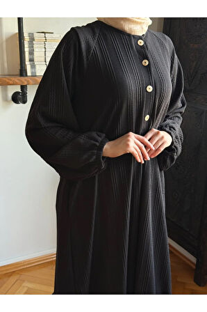 Reglan Kol Yarım Pat Eteği büzgülü Örme Elbise 2416 NAVRA |