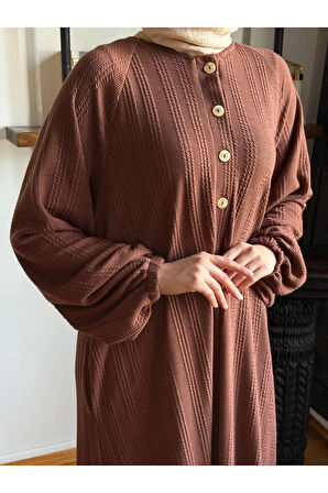 Reglan Kol Yarım Pat Eteği büzgülü Örme Elbise 2416 NAVRA |