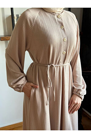 Reglan Kol Yarım Pat Eteği büzgülü Örme Elbise 2416 NAVRA |