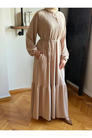 Reglan Kol Yarım Pat Eteği büzgülü Örme Elbise 2416 NAVRA |