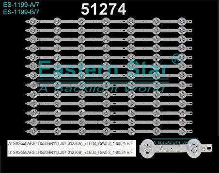 WKSET-6274 36979X7 36980X6 SVS550AF3 (LTI550HN11,LJ07-01236A/B 13 ADET LED BAR