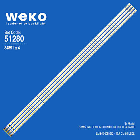 WKSET-6280 34891X4 LMB-4000BM12  4 ADET LED BAR (56LED)