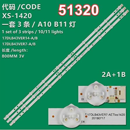 WKSET-6320 37058X2 37059X1 17DLB43VER14-A/B  3 ADET LED BAR