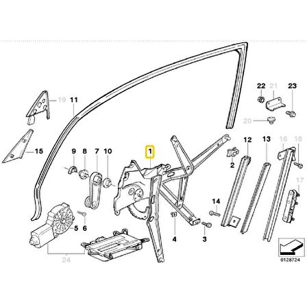 BMW E36 ÖN SOL CAM KRİKOSU ELEKTRİKLİ MOTORSUZ 51331977609