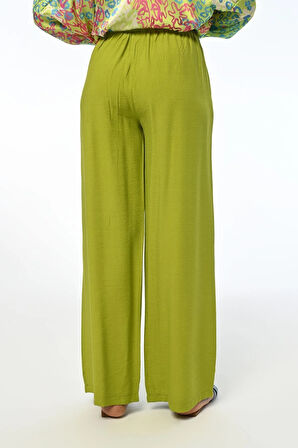 KADIN RAHAT KALIP BOL PAÇA BELİ LASTİKLİ DÜZ RENK PANTOLON