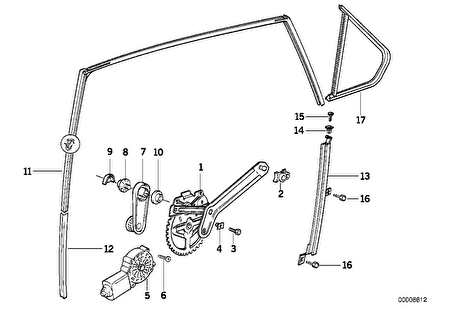 BMW E36 ARKA SOL CAM KRİKOSU ELEKTRİKLİ MOTORSUZ 51348119775