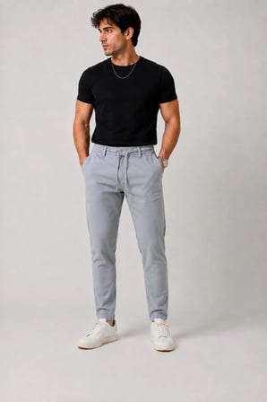 Erkek Siyah Poliviskon Trend İpli Jogger Slim Fit Spor Pantolon