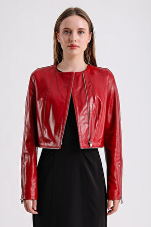 Alvira Kadın Siyah Deri Ceket