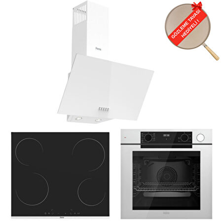 Ferre FryArt&Buharlı Fırın Vento FlowArt Elektrikli 3'lü Beyaz Ank. Set  (D087 + MS261 + QEP64CB)
