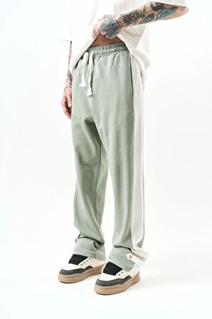 Erkek Paça Detaylı İnterlok Baggy Eşofman Altı Mint