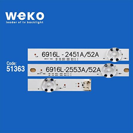 WKSET-6363 35632-2 33-2 34-2 35-2 49 V16 ART3 2452/2453/2552/2553 97,7 CM BİRLEŞTİRİLMİŞ LED KODU 4 ADET LED BAR