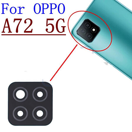Tkgz Oppo A72 Arka Kamera Camı Lens Yapışkanlı