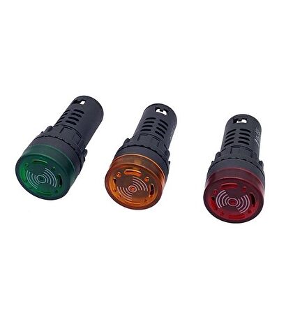 Siren Işıklı Flaşör Buzzer Yeşil Led AD16-22SM 24v Dc 22mm Çap