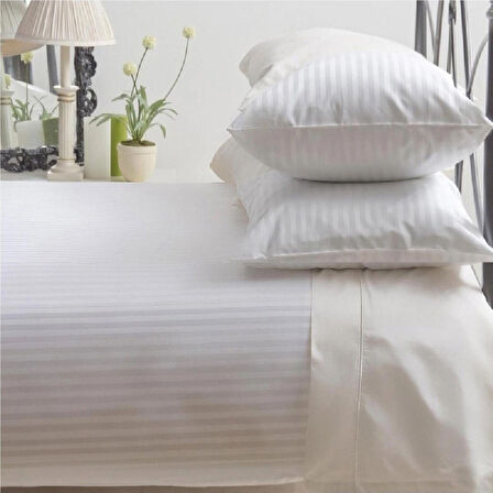 Çizgili Pamuk Saten Çarşaf 180x280 cm ve 1 adet Yastık Kılıfı