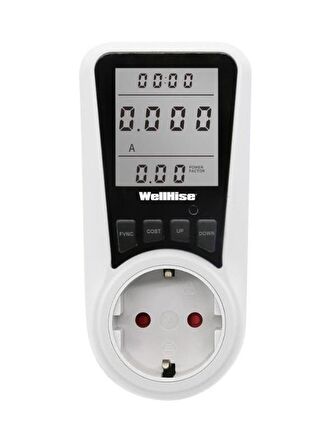 Wellhise PM004+ Wattmetre 16A 3680W Elektrik Tüketimi Ölçer