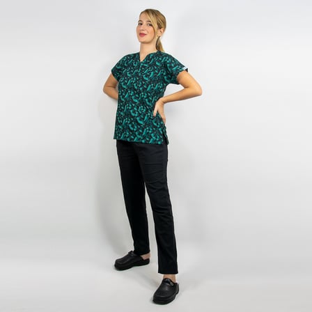 Unisex Geometri Desenli Likralı Hemşire Doktor Cerrahi Scrubs Üniforma Takım