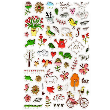 Sticker Kabartmalı Stiker Defter, Planlayıcı Etiket (lxk-014) - 22X14 cm - Bisiklet Renkli Kuşlar