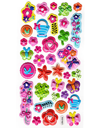 Sticker Kabartmalı Stiker Defter, Planlayıcı Etiket (limlra-016) - 17X9 cm - Çiçek