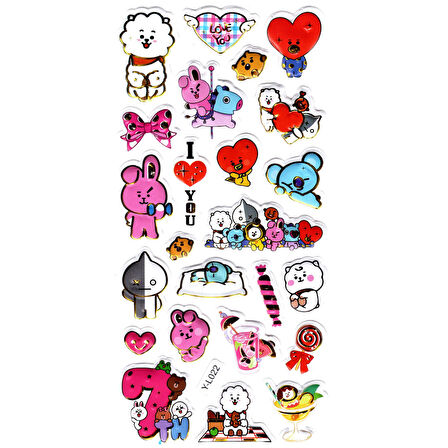 Sticker Kabartmalı Stiker Defter, Planlayıcı Etiket (limyl-022) - 17X9 cm - BTS KOmik Kpop