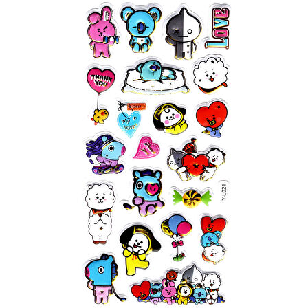 Sticker Kabartmalı Stiker Defter, Planlayıcı Etiket (limyl-021) - 17X9 cm - Kpop BT21 BTS