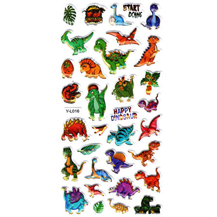 Sticker Kabartmalı Stiker Defter, Planlayıcı Etiket (limyl-016) - 17X9 cm - Eğlenceli Dinazor