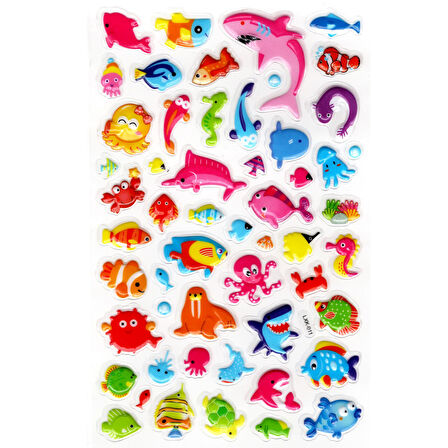 Sticker Kabartmalı Stiker Defter, Planlayıcı Etiket (lxk-011) - 22X14 cm - Sevimli Balıklar