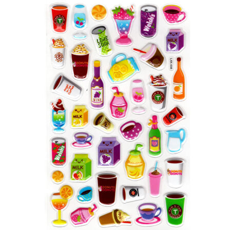 Sticker Kabartmalı Stiker Defter, Planlayıcı Etiket (lxk-008) - 22X14 cm - İçecekler