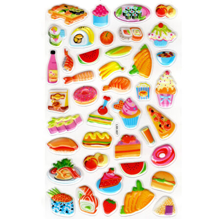 Sticker Kabartmalı Stiker Defter, Planlayıcı Etiket (lxk-007) - 22X14 cm - Pasta Suşi Yemek