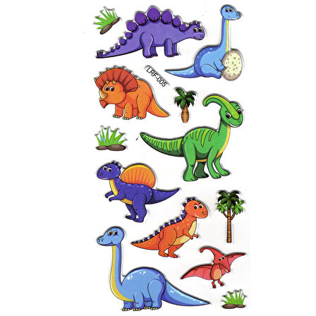 Sticker Kabartmalı Stiker Defter, Planlayıcı Etiket (lrf-005) - 17X9 cm - Dinazor Palmiye
