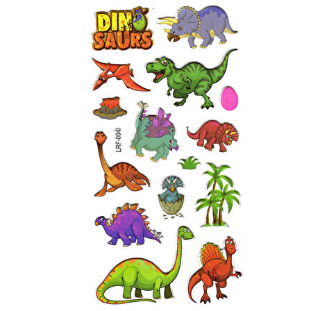 Sticker Kabartmalı Stiker Defter, Planlayıcı Etiket (lrf-004) - 17X9 cm -  Sevimli Dinazor