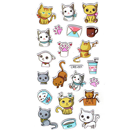 Sticker Kabartmalı Stiker Defter, Planlayıcı Etiket (lre-001) - 17X9 cm - Pati Mektup Kedi