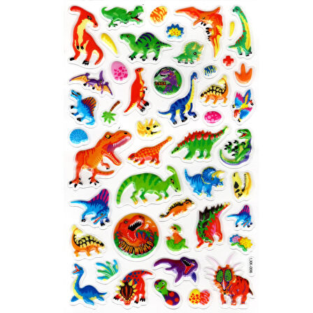 Sticker Kabartmalı Stiker Defter, Planlayıcı Etiket (lxk-006) - 22X14 cm - Renkli Vahşi Dinazorlar