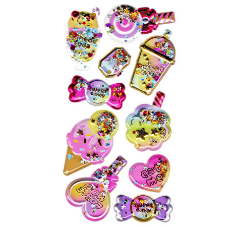 Sticker Kabartmalı Stiker Defter, Planlayıcı Etiket (pullu-806) - 17X9 cm - Dondurma Şeker