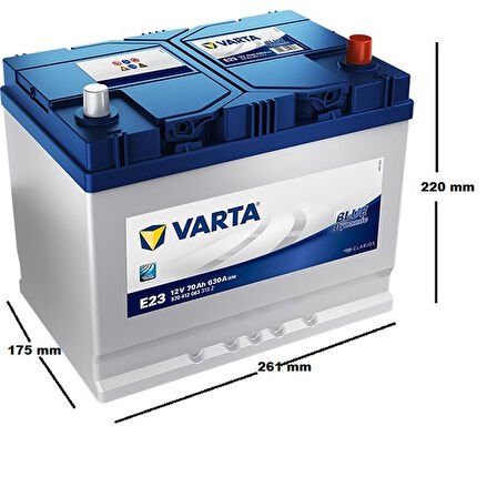 Varta Akü 12V 70 Ah Amper E23 630A Blue Dynamic