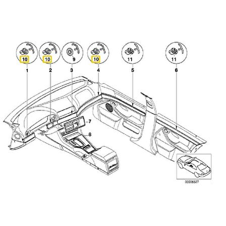 BMW E38 E39 VE E93 GÖĞÜS KAPLAMASI SABİTLEME YUVASI 5 ADET 51458161557