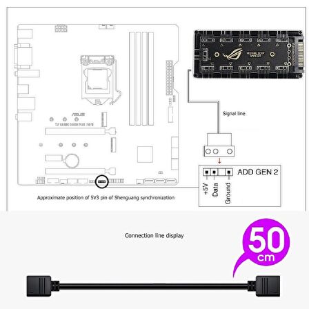 Argb Rgb Led 3 Pin 11 Port 5V Sata Power Güç Fan Çoklayıcır Şerit Hub Kablo Splitter